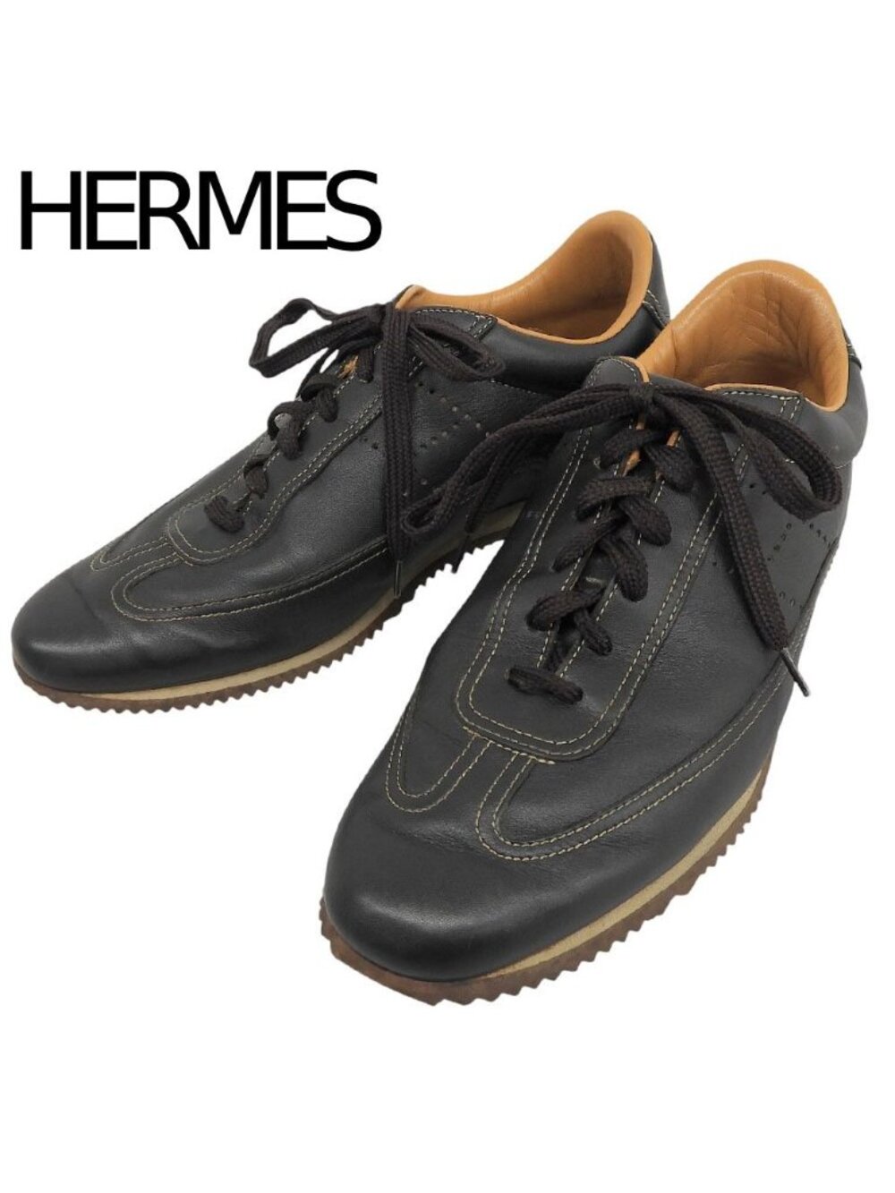 Hermes All Leather Side H Logo Quick Sneakers